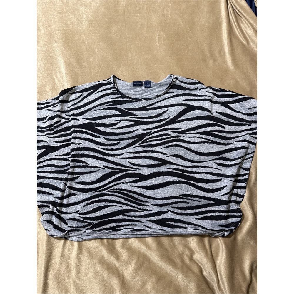 Westbound Petites Gray and Black Zebra Animal Print Knit Top Size PL